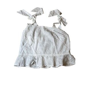 NWOT Sim & Sam Crop Top White Eyelet with Shoulder Ties Medium